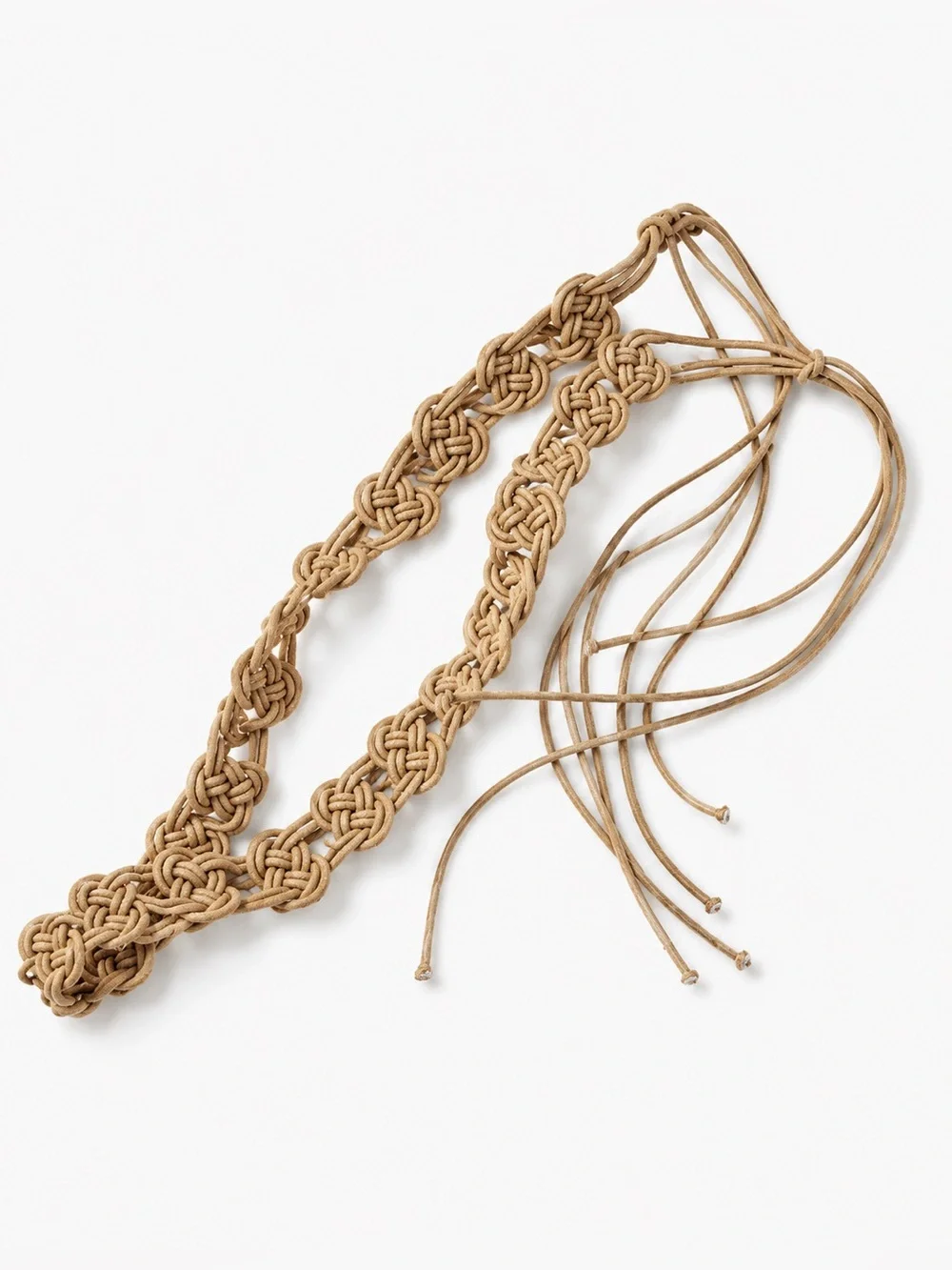Zara Braided Macramé Waist Belt in Tan